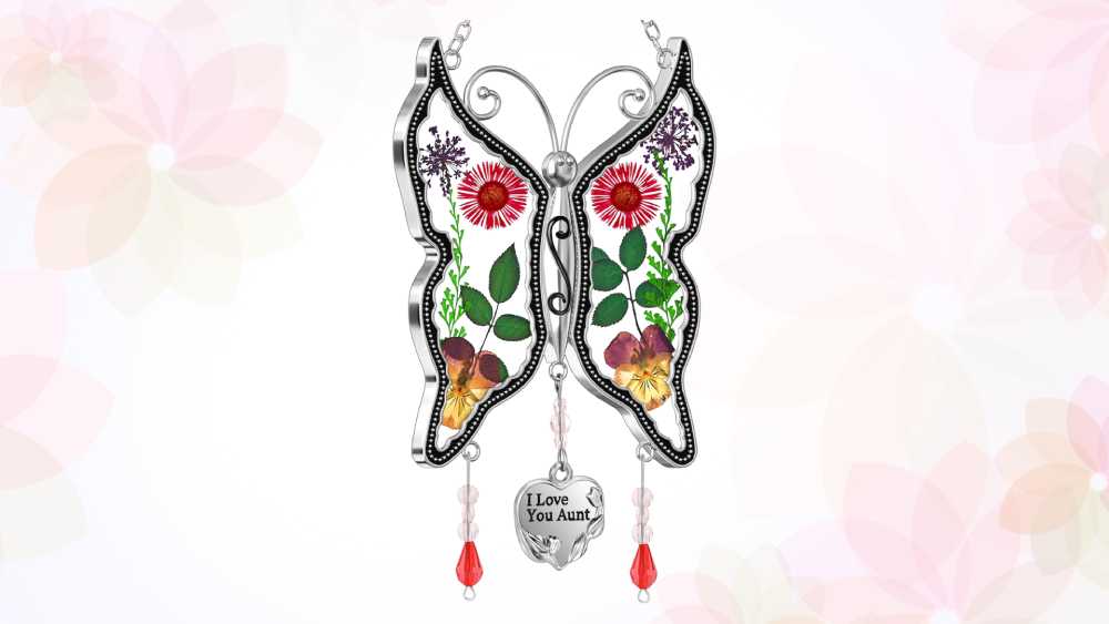 Stained glass butterfly sun catcher wind chimes