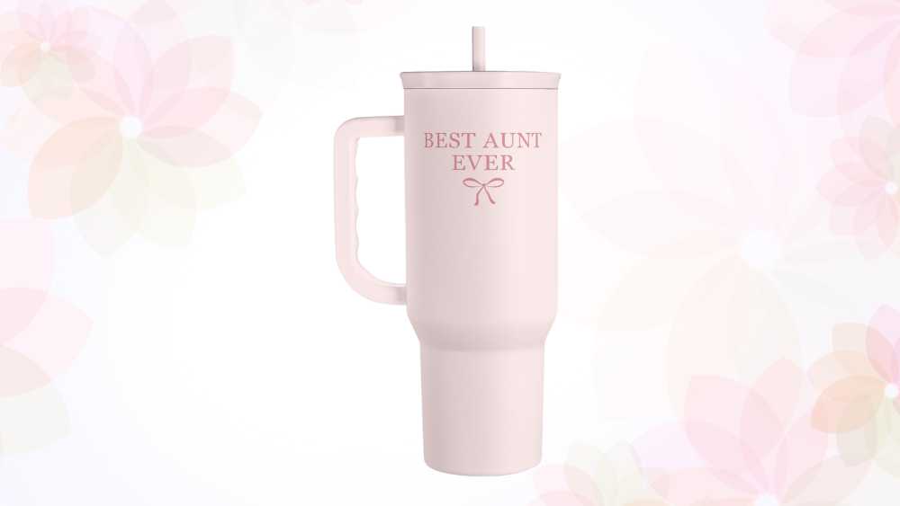 Stainless steel tumbler with best aunt ever written