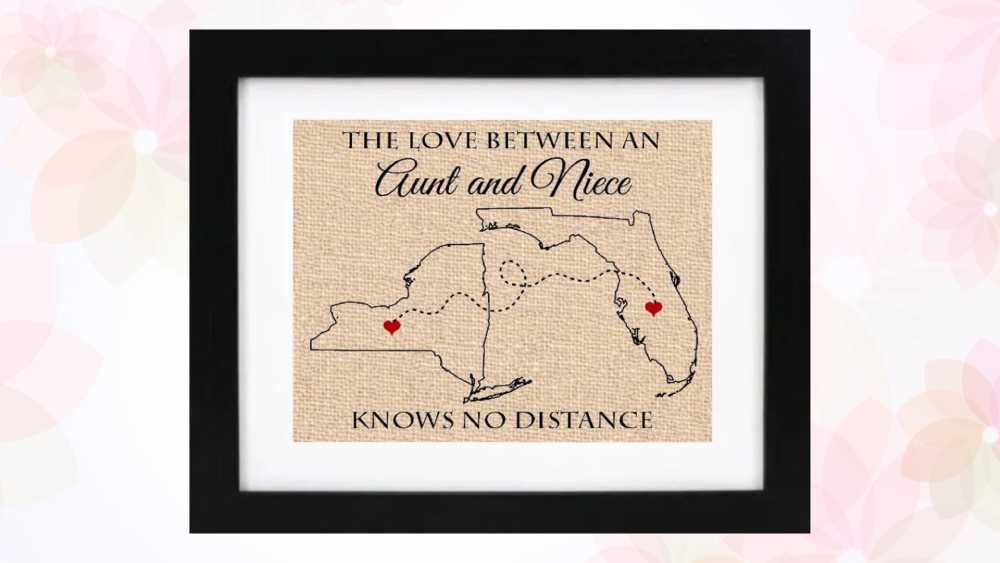 Map art for long distance aunt and niece