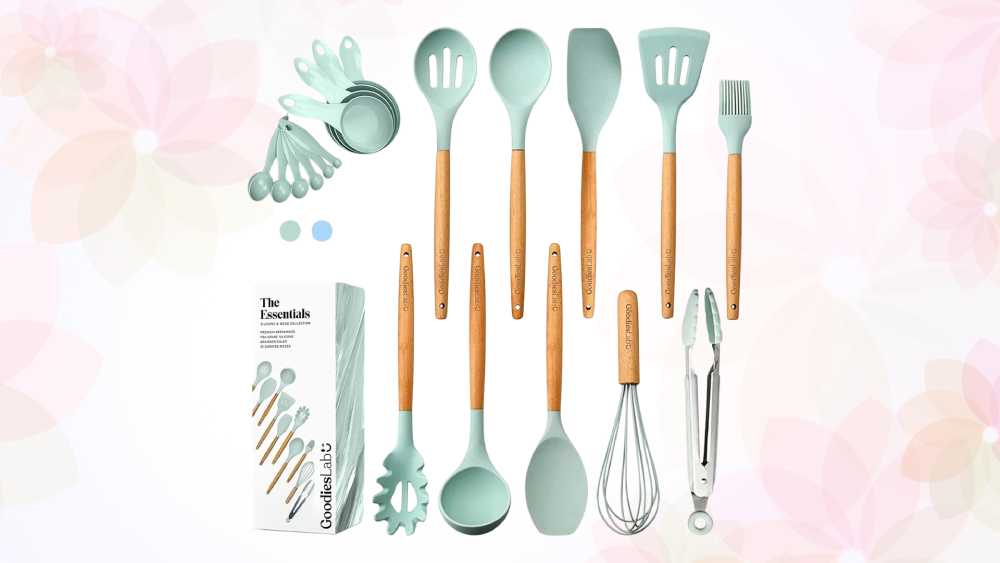 Twenty piece set of silicon kitchen serving utensils