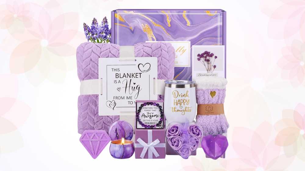 Spa gift basket with wine tumbler candles and more