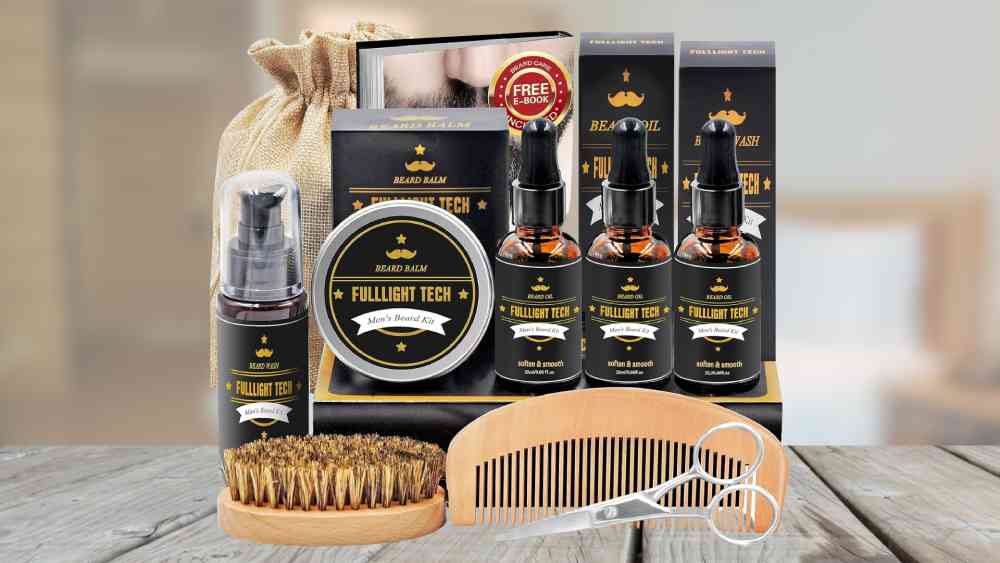 Beard Grooming Kit Set Growth Oil Balm Conditioner