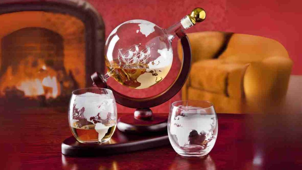Whiskey Globe Set With Decanter Glasses Liquor
