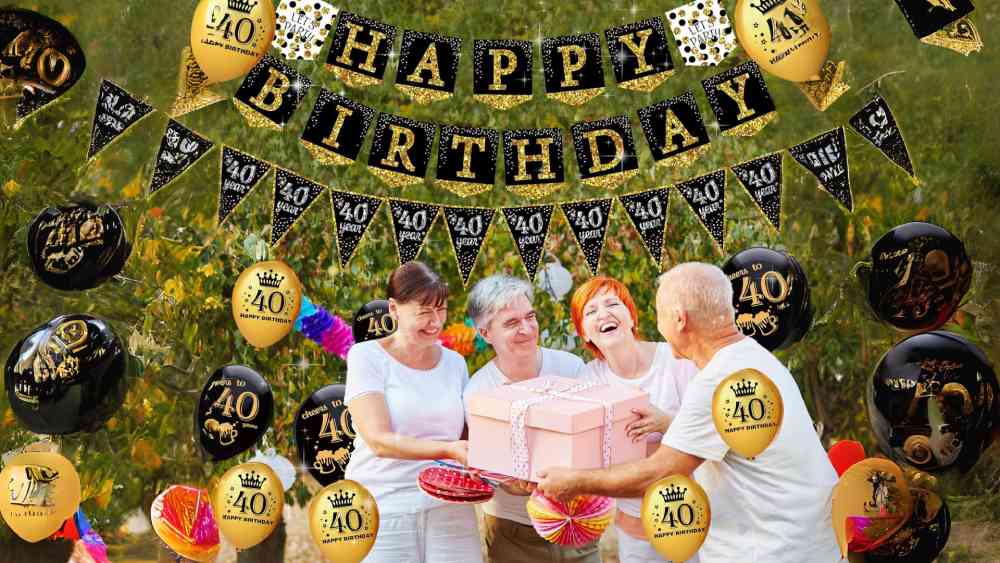 40th Birthday Party Decorations Package Balloons Hats