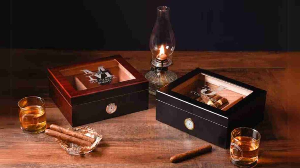 Cigar Humidor Box Personalized Ashtray Custom Gift Set