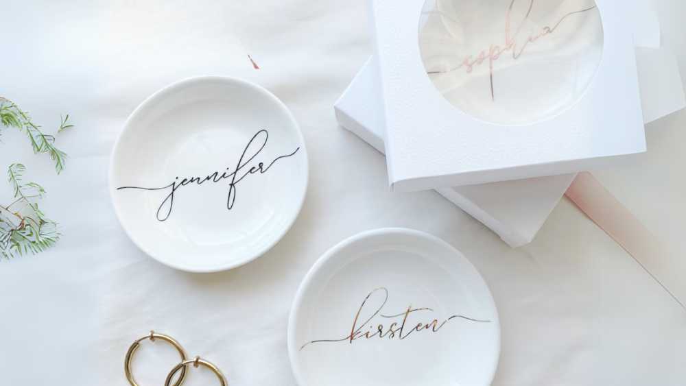 Personalized White Dish Handmade Porcelain Bat Mitzvah Gift