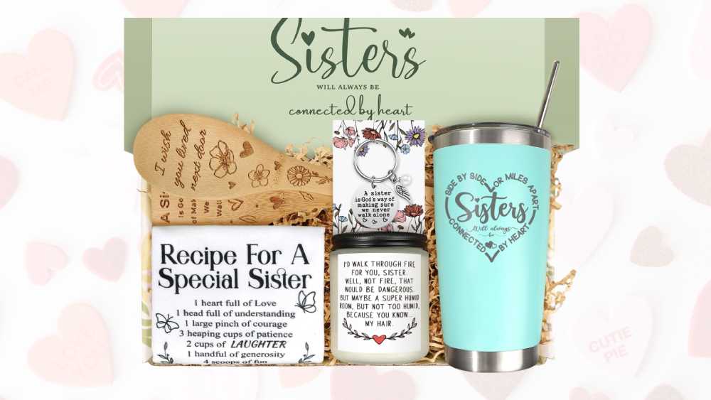 Gift box for sisters including scarf necklaces and photo frame