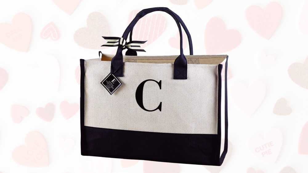 Fully cotton tote bag customized with initial