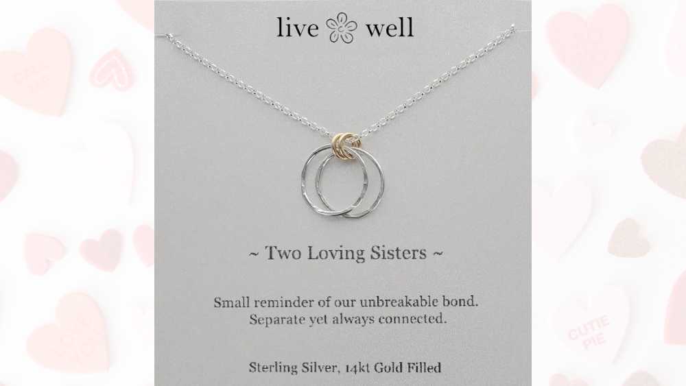 Sister mothers day gift interlocking hearts necklace