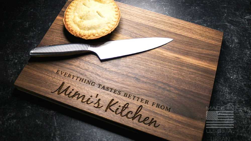 Handmade wooden cutting board with personalized engraving