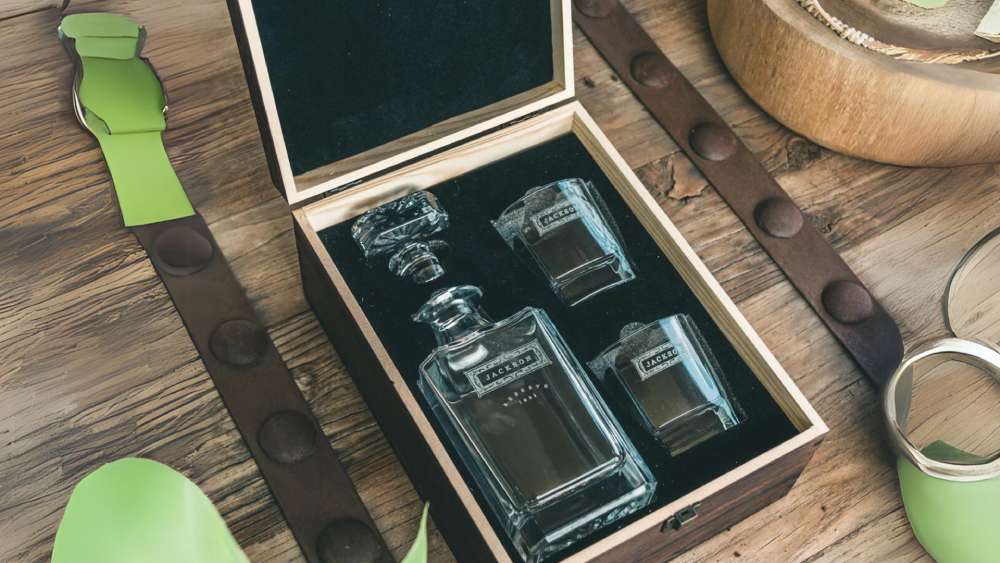 Personalized handmade engraved whiskey decanter