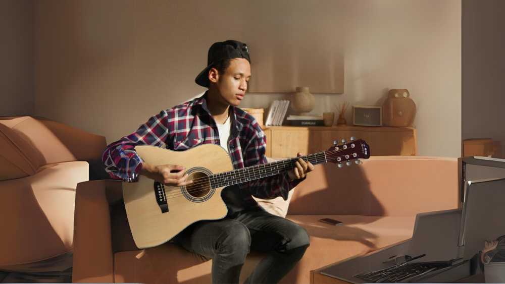 Complete handcrafted acoustic guitar set for beginners
