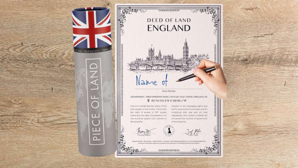 Vintage styled personalized English land owners certificate