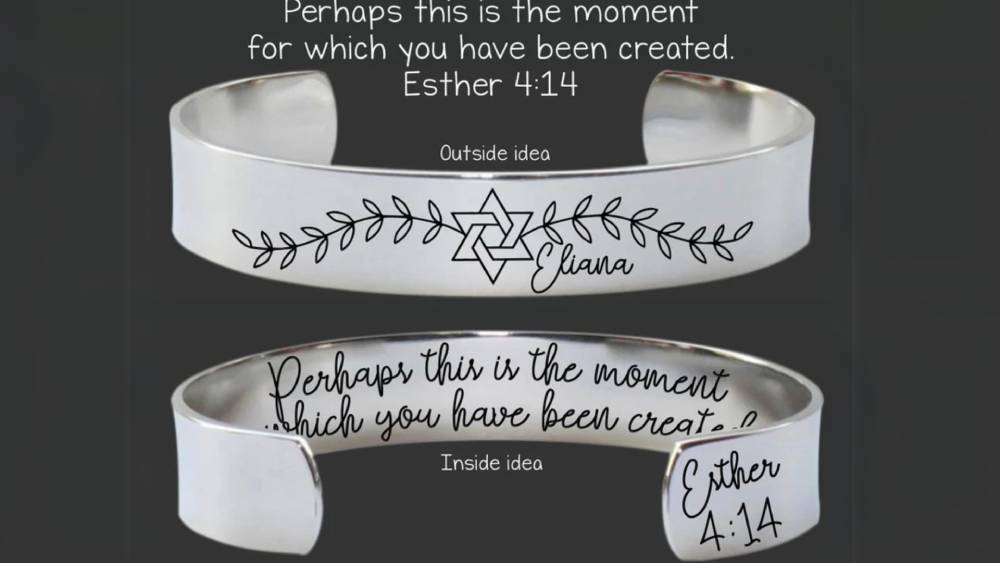 Stainless Steel Cuff Bracelet Personalized Name and Verse Inscription