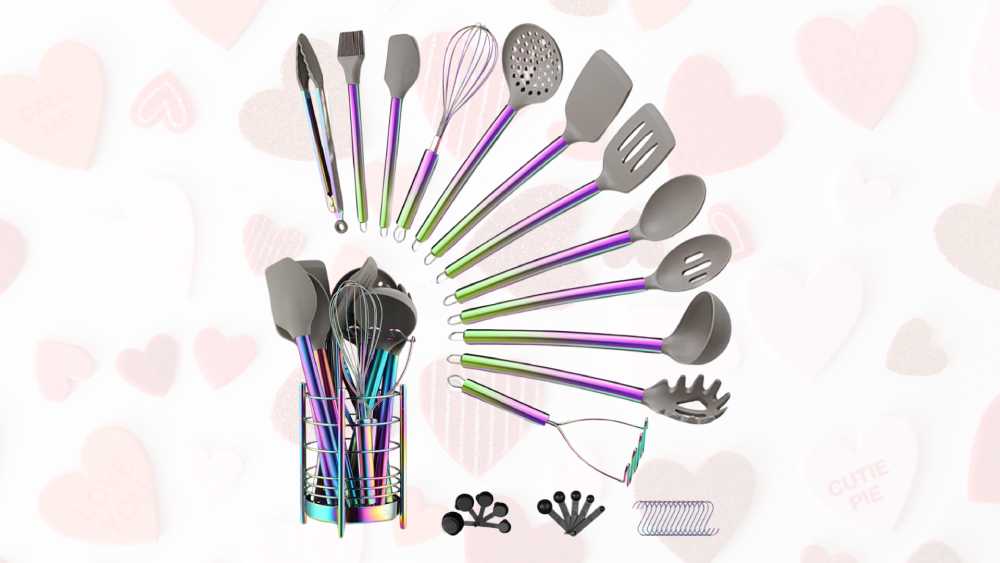 38 piece silicone kitchen cooking utensils set