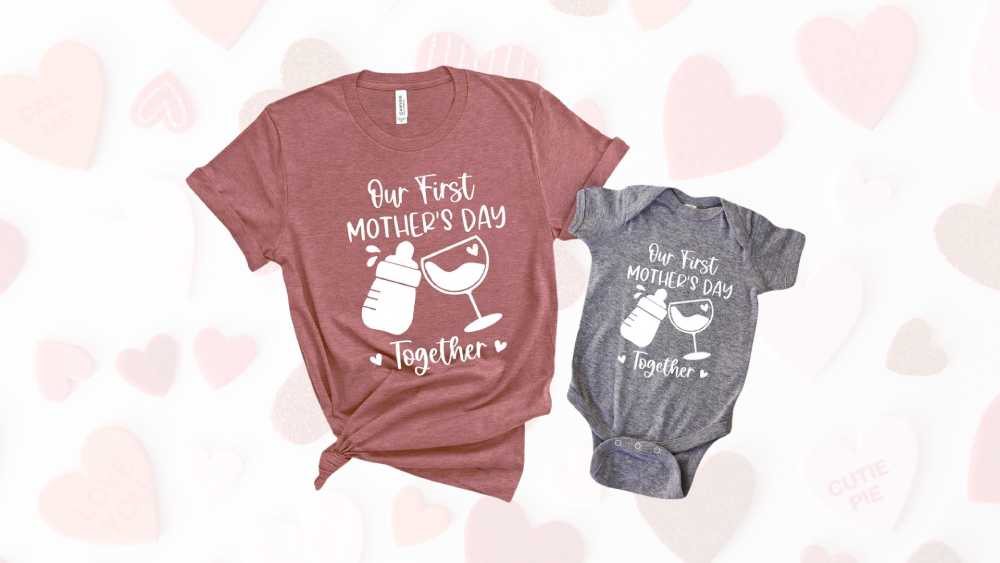 Matching set of Mother's Day shirt and onesie