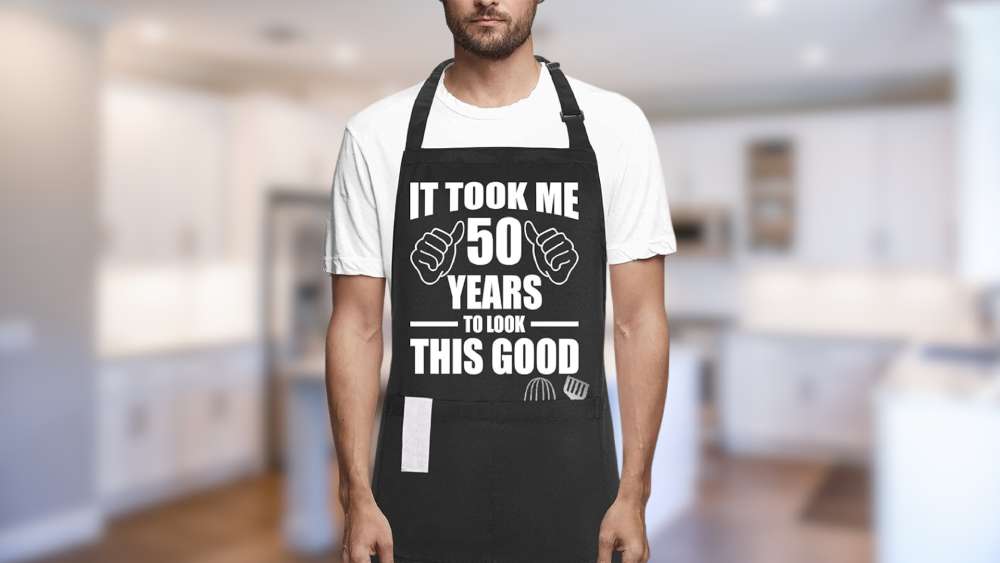 Cooking apron fiftieth birthday gift for men