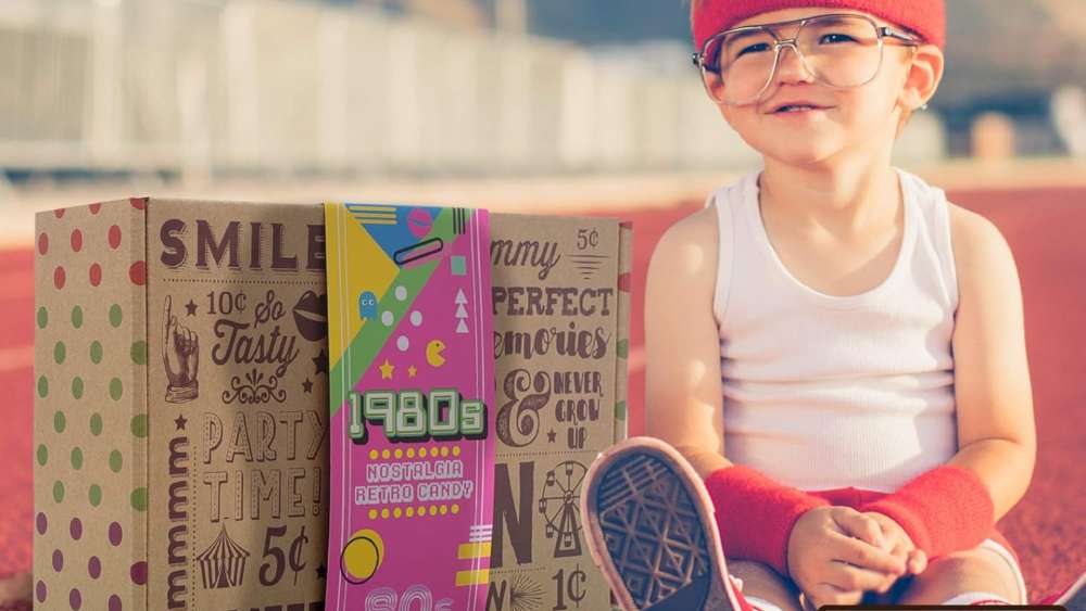 Retro candy gift box with nostalgic selections