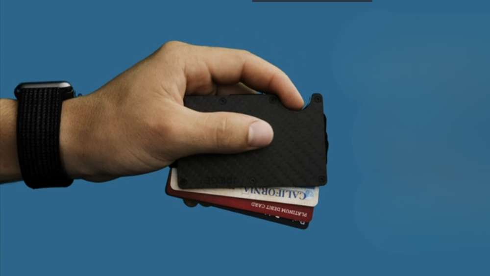 RFID blocking, slim, and aluminum wallet with cash strap