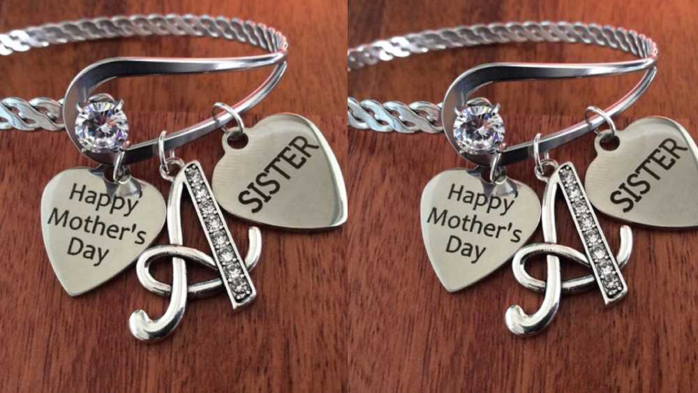 Handmade Mother's Day sister bracelet personalized with initial