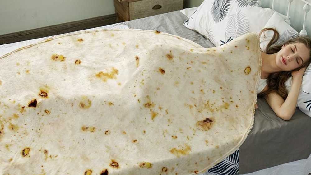 Soft giant novelty burrito tortilla throw blanket