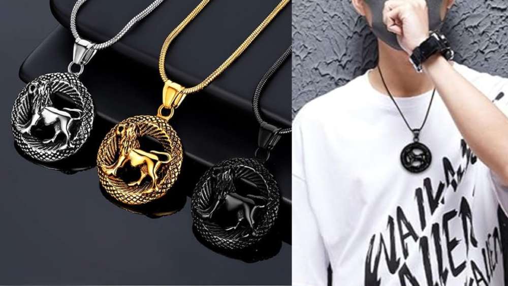 Personalized pure gold pendant with zodiac designs