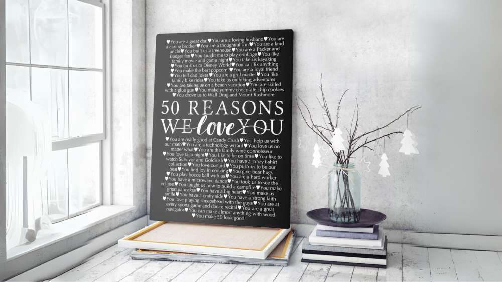 50 Reasons We Love You Board Personalized 50th Birthday Gift