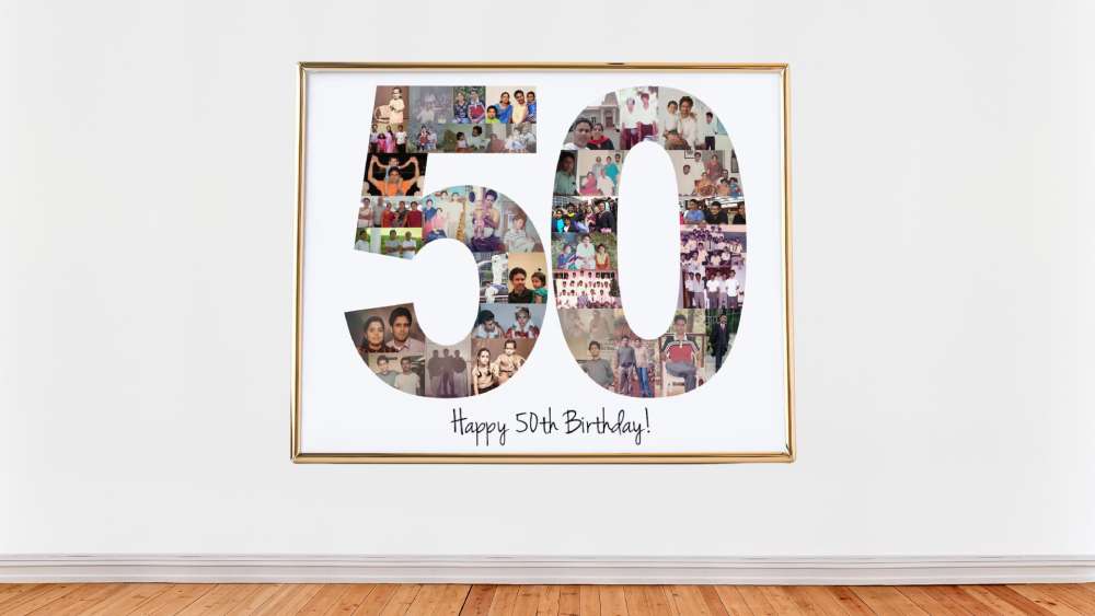 50th Birthday Photo Collage Custom Personalized Fifty Party Poster