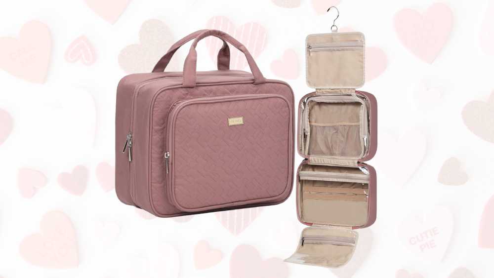 Large four chamber leakproof hanging toiletry travel bag