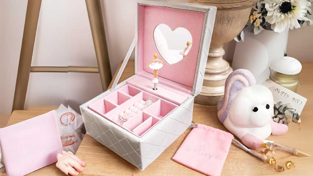 Musical ballerina jewelry box with ballerina necklace keepsake