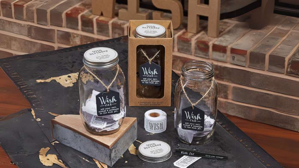 Wish Jar Happy Birthday Includes Tickets Pen and Decorative Lid