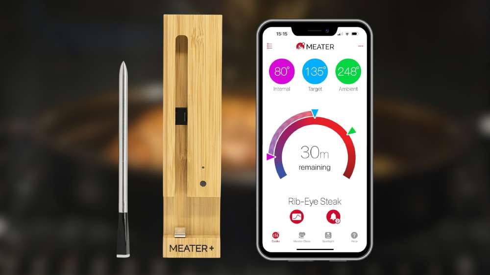 Smart meat thermometer with bluetooth and phone app