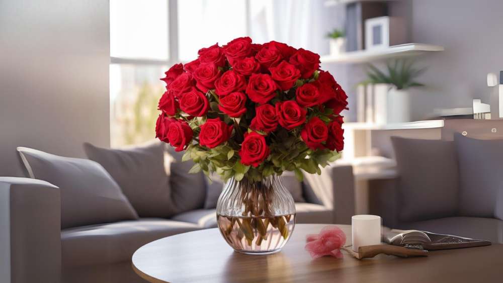50 Red Roses Fresh Cut Flowers Bouquet Birthday Gift