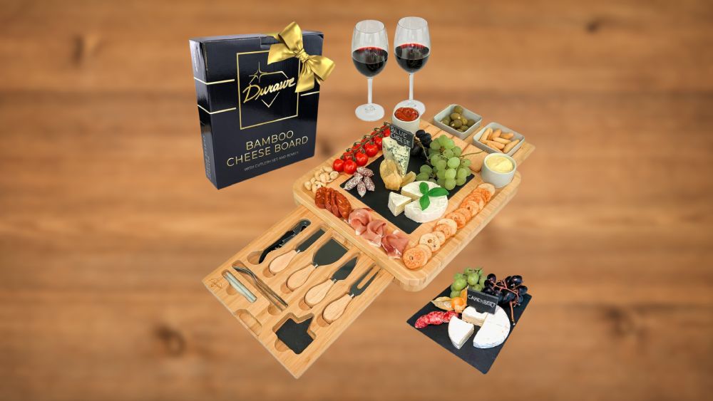 Cheese Board Charcuterie And Knife Set Bamboo Wood
