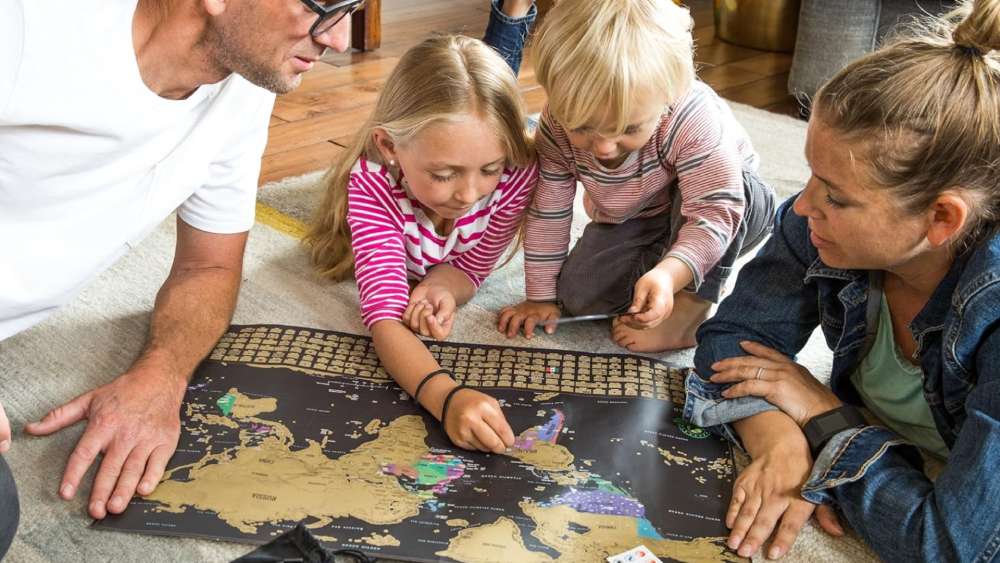 Scratch off world map poster with memory stickers