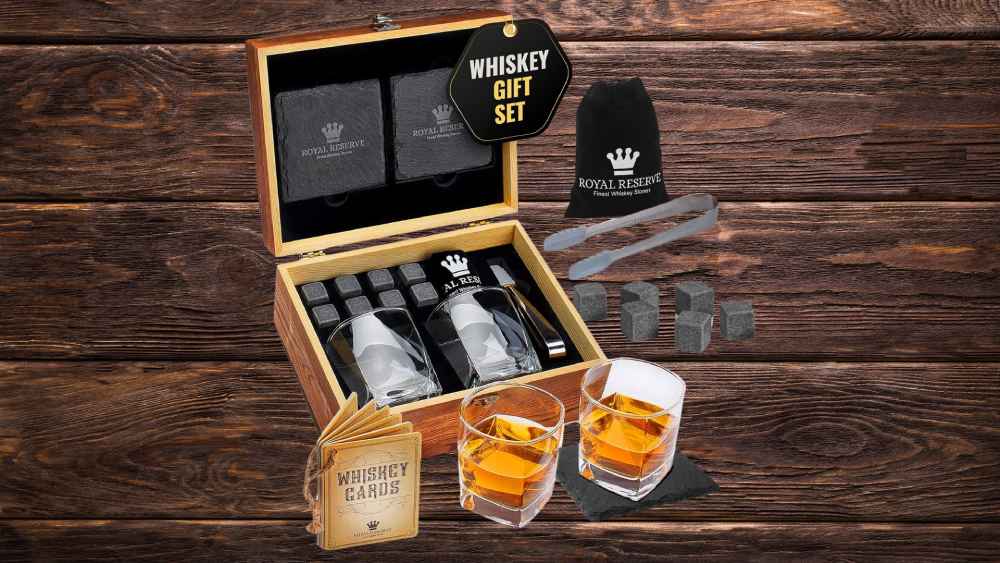 whiskey gift set cocktail cards crystal