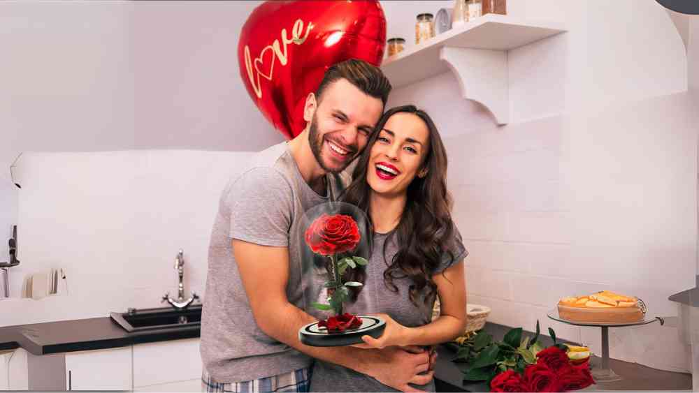 Preserved red rose in dome with personalization option