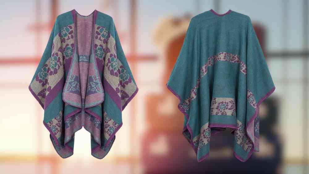 Womens Shawl Wrap With Open Front Poncho Cape