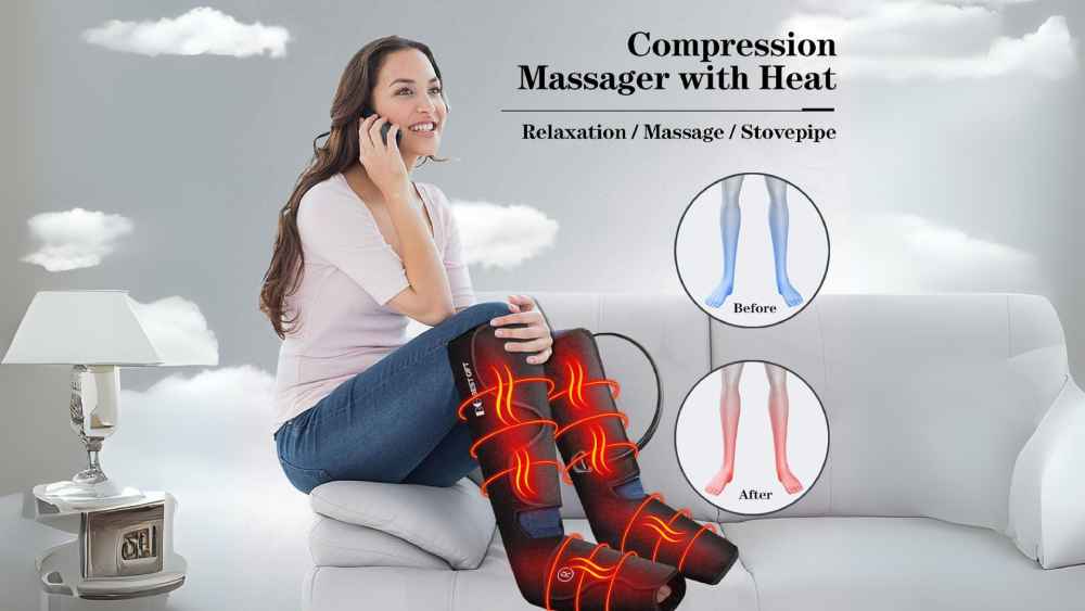Foot massager boots with heat and air compression