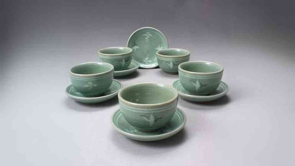 Korean style celadon porcelain tea set