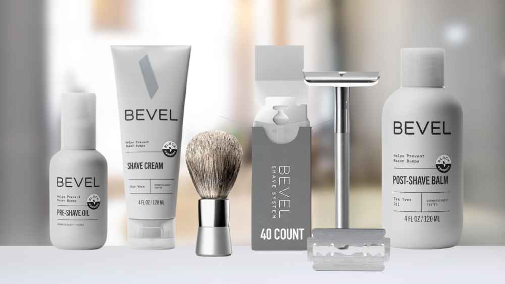 Shaving kit with razor brush and skin care products
