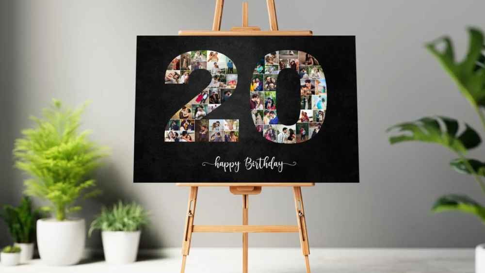 Photo collage printable file twentieth birthday gift