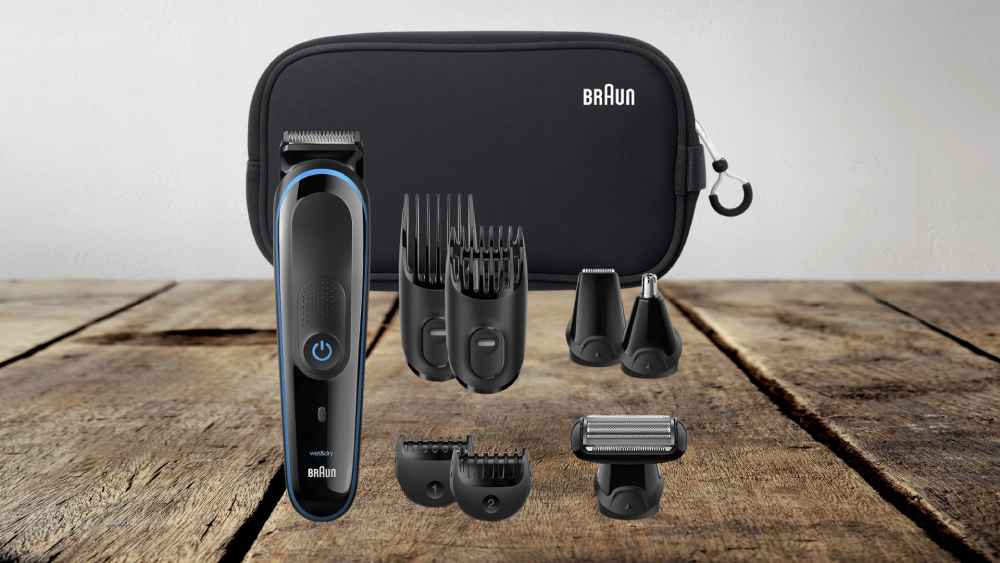 Nine piece hair clippers grooming set with bag