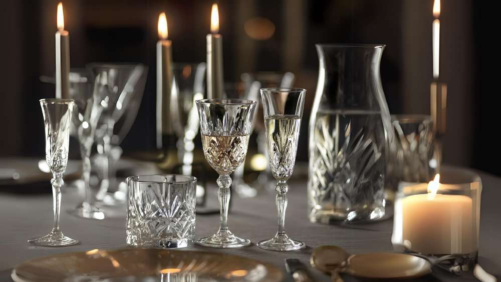 Six piece set of high quality crystal glasses