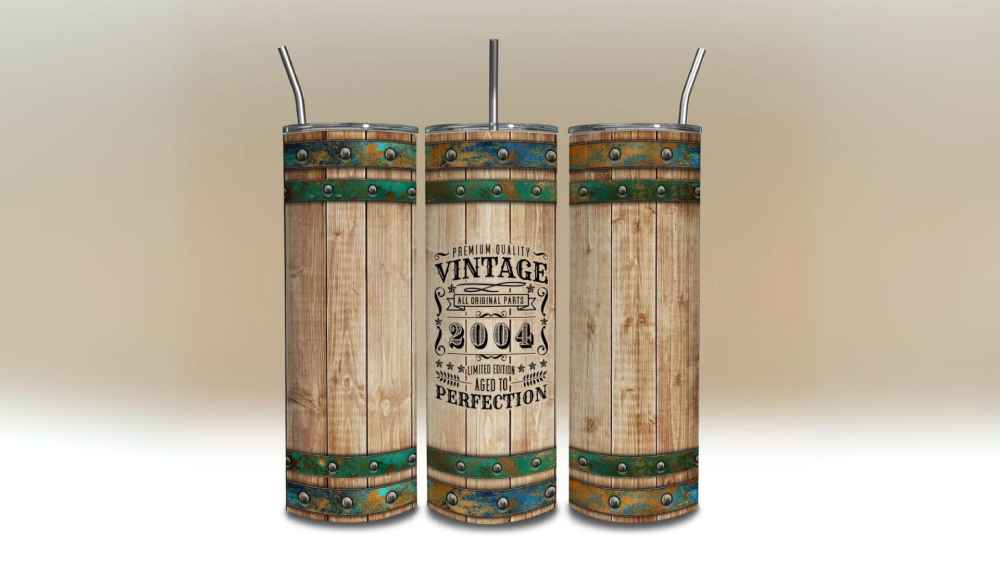 Twenty years tumbler with straw