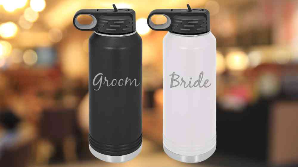 Groom and Bride Matching Sports Water Bottles Thermos