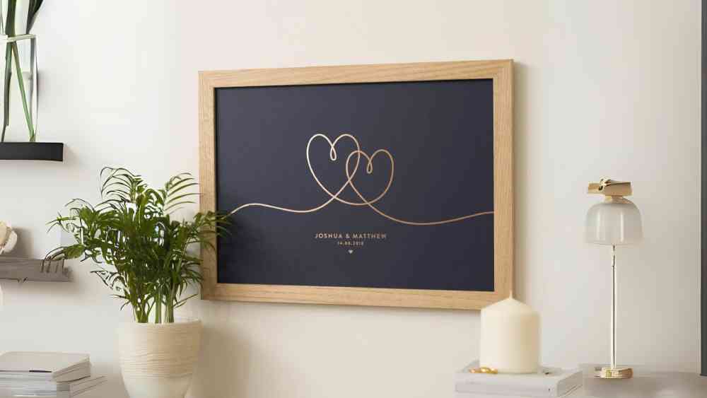framed print personalized with couple names and date