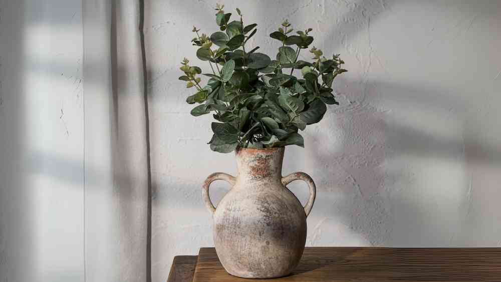 Hand made clay vase for home decor