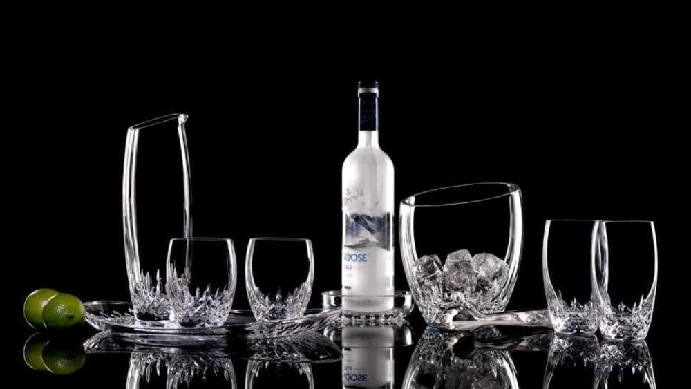 Lismore Essence angled top ice bucket with tongs