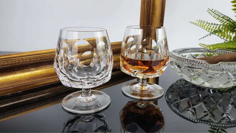 pineapple cut crystal cognac glass set